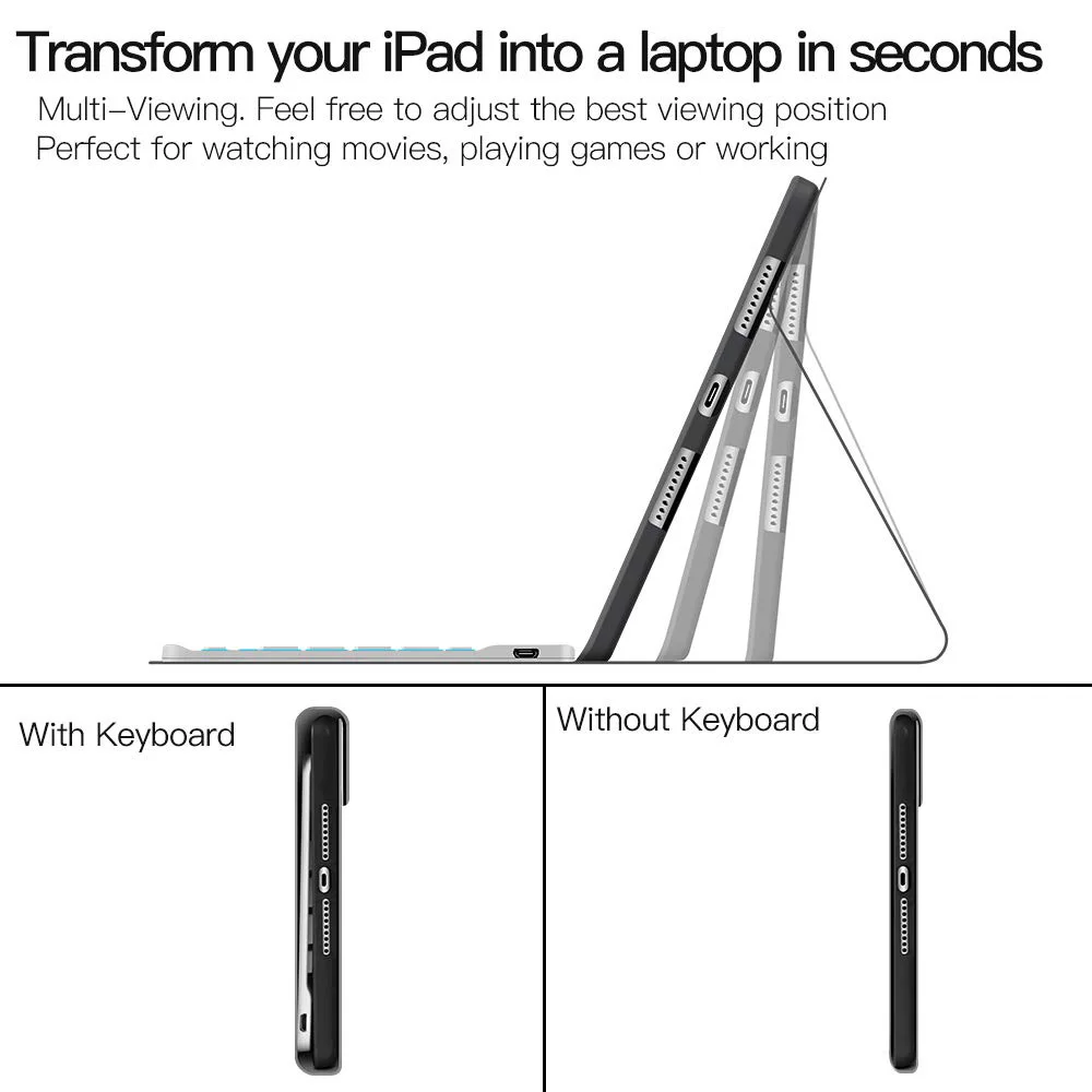 Чехол для iPad 10,2 дюйма с клавиатурой с карандашом для Apple iPad 7th Genaration A2197 A2200 A2198 чехол для клавиатуры на английском языке