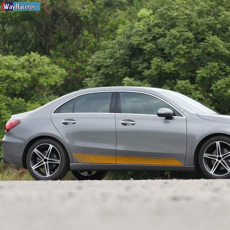 Наклейка на юбку с полосками сбоку 2 шт. 1 наклейка для Mercedes Benz W176 W177 A45 A35 V177 X117 AMG