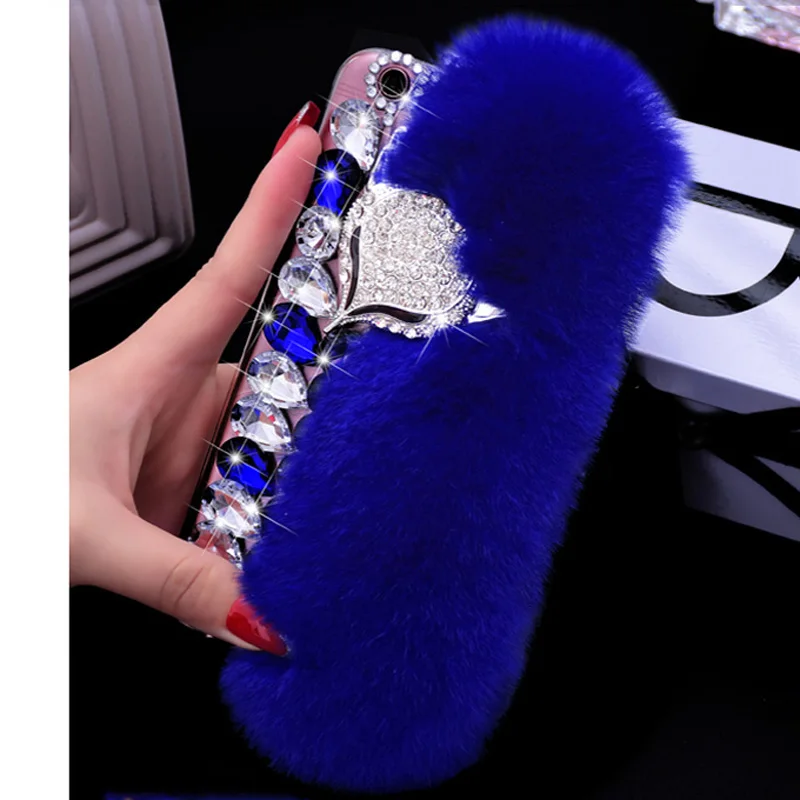 Rhinestone Diamond Case+Rabbit Hair Cover For Huawei mate P9 10 20 30 lite Pro y6 Y7 Y9 prime p smart 2018 nova 3i5i pro 4e 2019 | Мобильные
