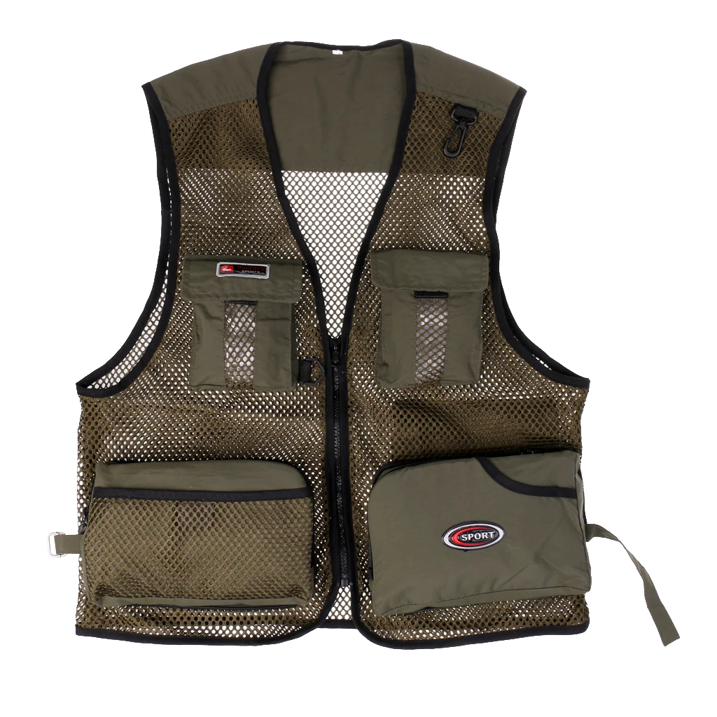 Men Summer Fly Fishing Vest Multi-Pocket Zipper Hunting Photography Hiking Casual Waistcoat Jacket