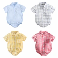 Sanlutoz Cotton Baby Boys Bodysuits Fashion Newborn Clothes for Baby Boy Short Sleeve Summer Baby Clothing Plaid 1