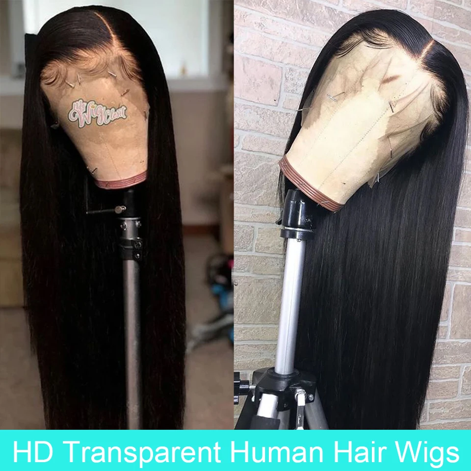 Hd laço frontal peruca reta do fechamento frontal do laço peruca transparente frente do laço perucas de cabelo humano cru cabelo indiano para preto