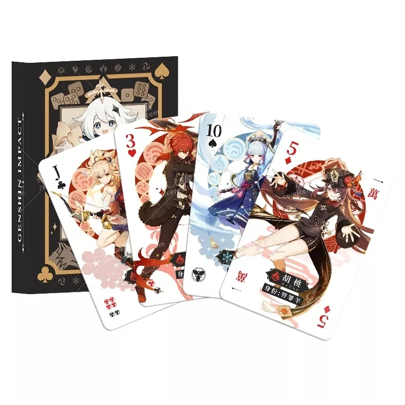 

54 Pcs/set Anime Genshin Impact Klee Kamisato Ayaka Poker Cards Toy Paper Playing Card Party Board Game Collection Gift