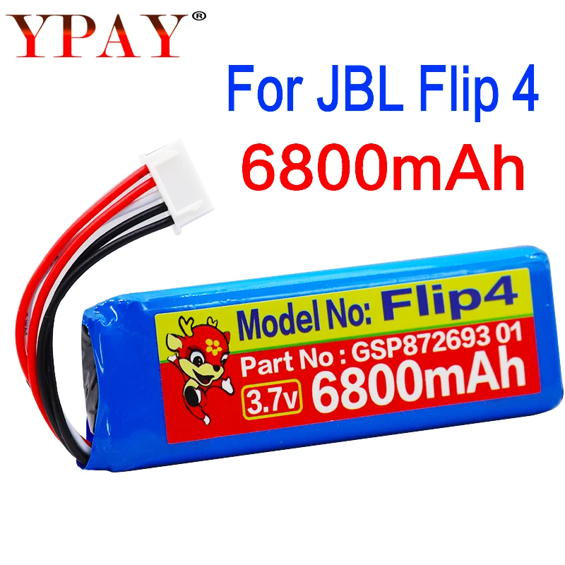

Battery for JBL Flip 3 & 4 Player Flip3 Flip4 New Li Polymer Rechargeable Accumulator Pack Replacement 3.7V 6800mAh GSP872693&01