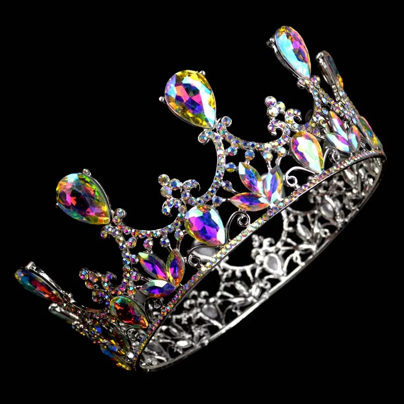 Винтаж многоцветный барокко Корона Ручной Работы queen с украшением в виде кристаллов свадебная корона диадемы повязка на голову украшения Свадебные аксессуары украшения