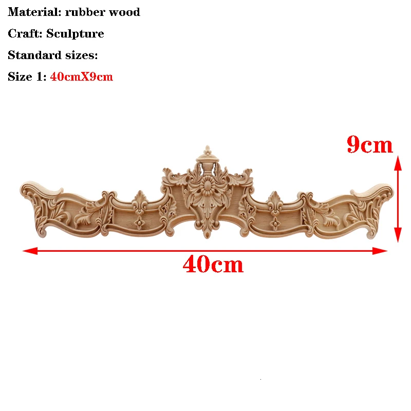 RUNBAZEF Европейский резьба по дереву дома мульти-Спецификация двери шкафы деревянная аппликация, украшение длинные наклейки натуральный - Цвет: 40cmX9cm