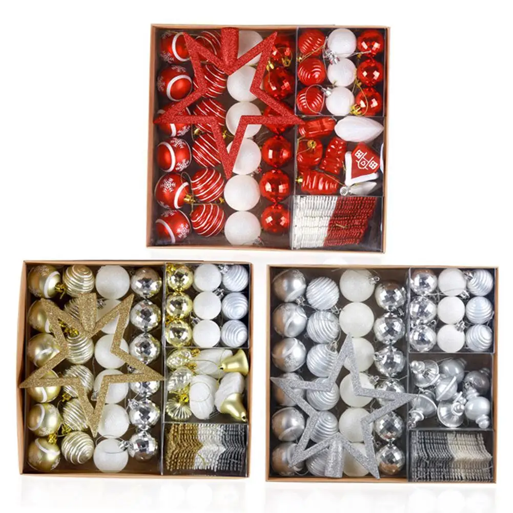 

80Pcs/Set Christmas Ball Gift Baubles Festival Home Party Christmas Present Mall Xmas Hanging Artificial Decor Christmas Pendant