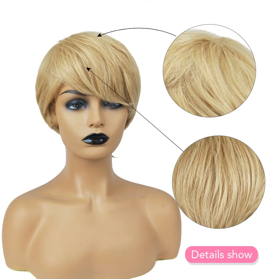 Beauty On Line прямой 8 дюймов желтый синтетический парик для женщин короткий Длина