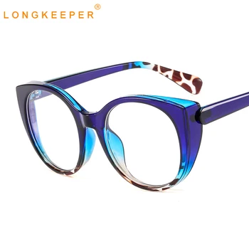 

Fashion Cat Eye Glasses Frame Women Retro Oversized Eyeglasses Female Blue Leopard Clear Lens Spectacles Oculos De Grau Feminino