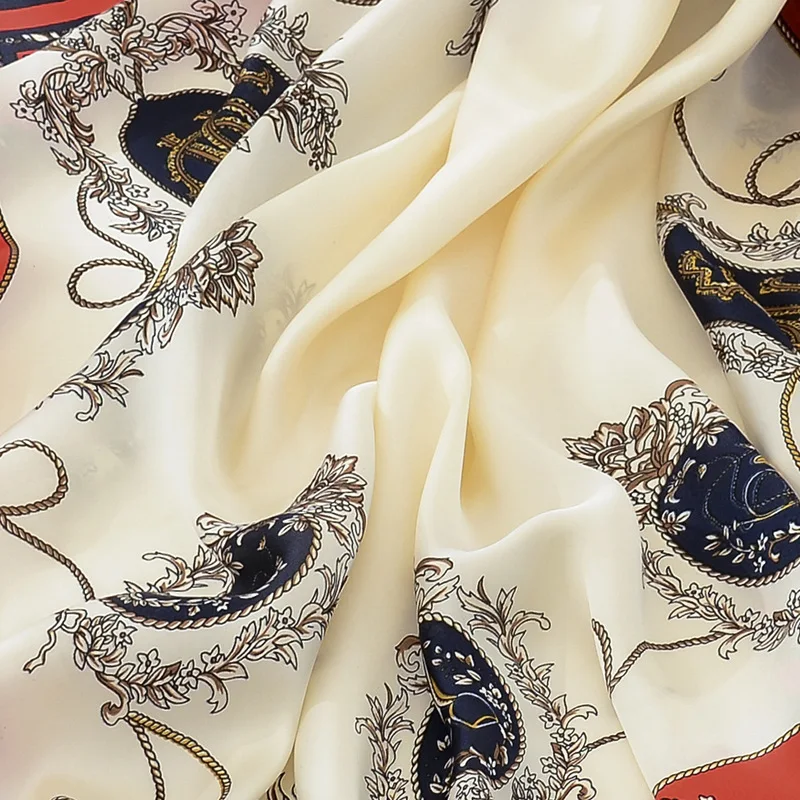 New Fashion Silk Color Floral Square Scarf 90*90cm Women Neck Hair Tie Band Bag Warp Soft Neckerchief Hijab Headscarf Foulard