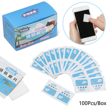 

300/Pcs Disposable Alcohol Cotton Pads 75% Saturated Cleaning Wipes Cotton Pads Portable Ethanol Flakes Cleaner First Aid Tool