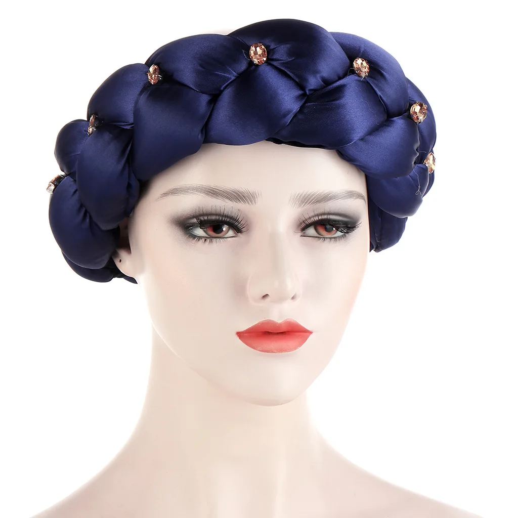 Latest Exaggerated big satin twist braid Handmade African Cap Nigerian Wedding Gele Women Braid Turbans Ladies Head Wraps