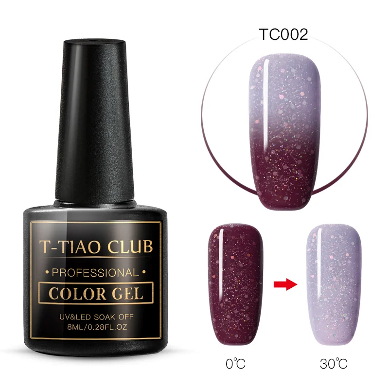 DS07043 T-TIAO клубный Радужный термальный меняющий Цвет гель для ногтей голографический Лак Блеск температура замочить от УФ ногти гель лак - Цвет: DS07043