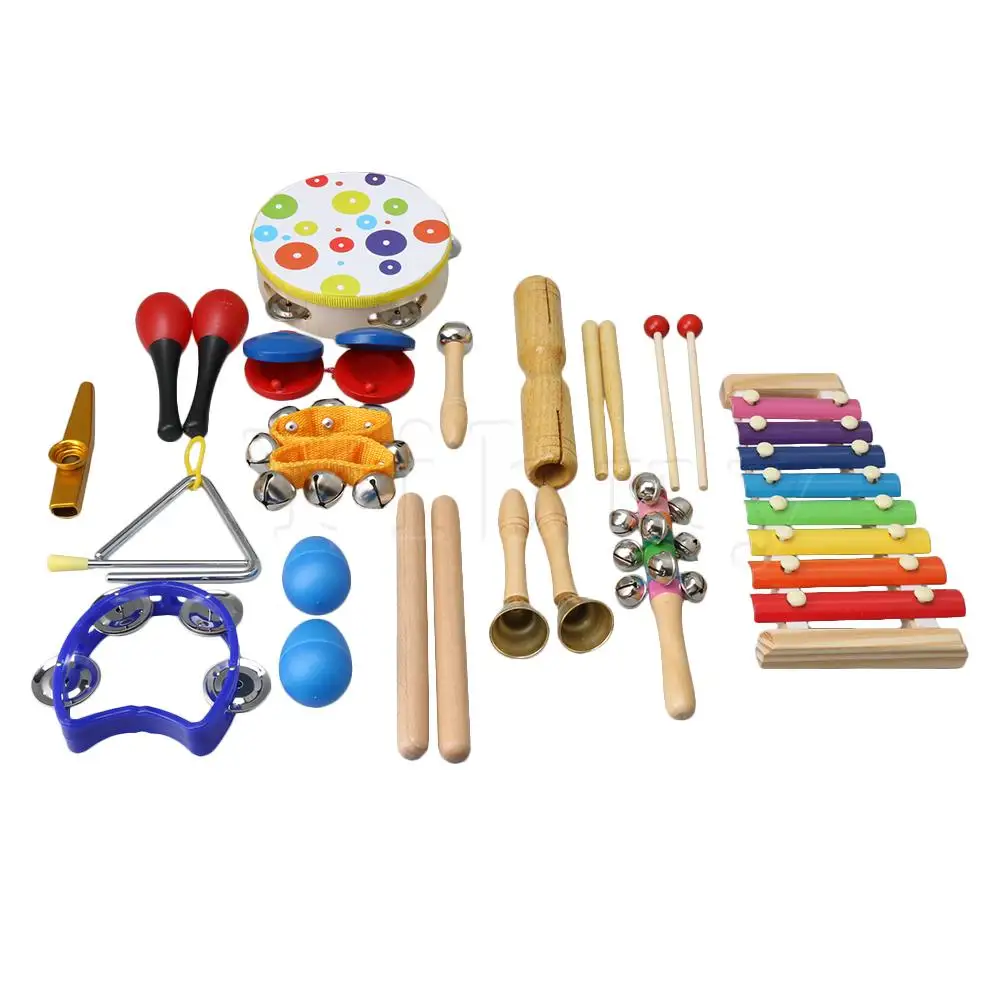 

Yibuy Multicolor Plastic Orff Instrument Set Musical Toys 19 Pack Early Education