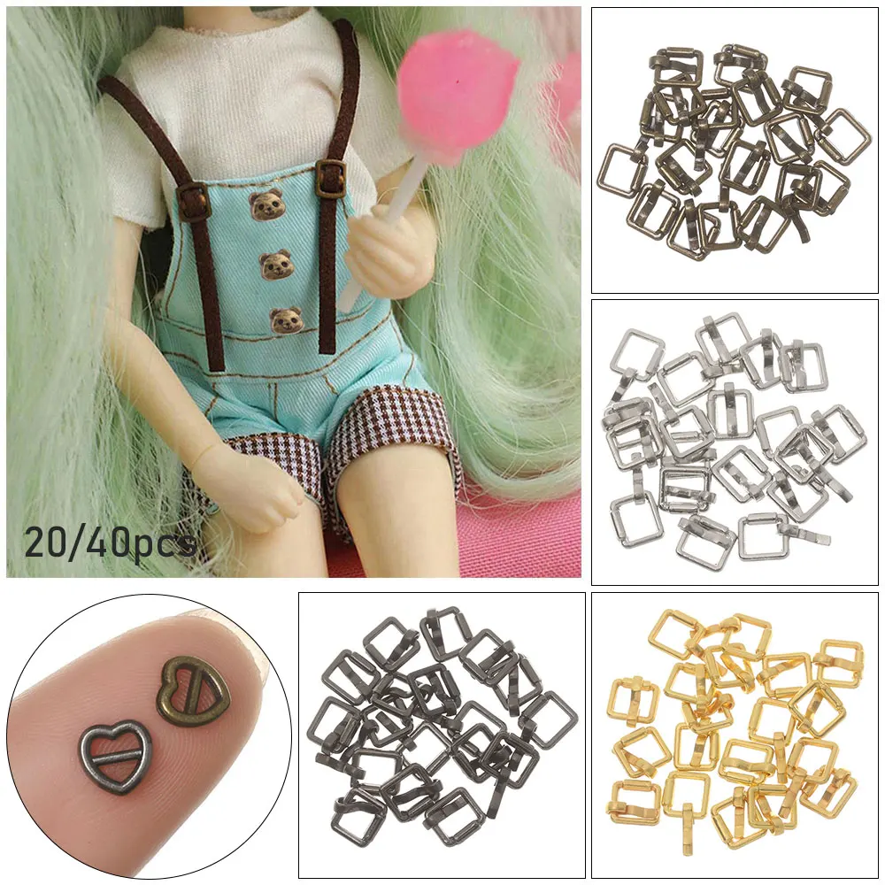 Mini Tri-glide Buckle Belt Cute Heart Shaped Buckle Doll Bag Buttons for DIY Doll Shoes Clothes Accessories 20/40Pcs 3/5mm doll accessories