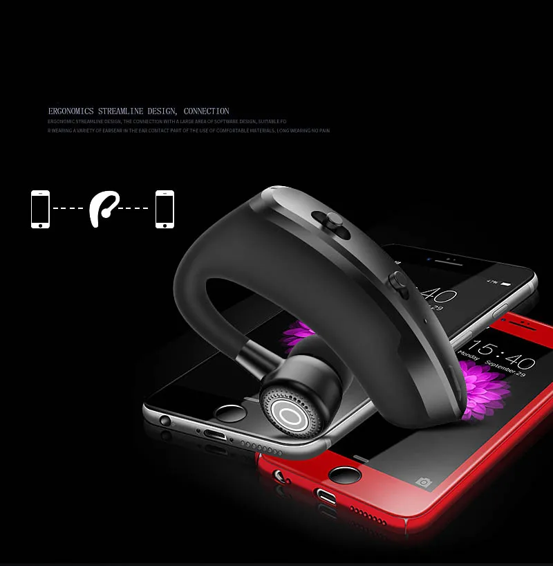 V9 Bluetooth наушники, свободные руки, деловые наушники, регулируемые по громкости, водонепроницаемые спортивные наушники для samsung iphone