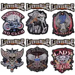 Punk Biker Patch Iron On Embroidery Patches On Clothes Big Pacthes For Jackets Denim Applique DIY Rock Large Back Pacth Badges