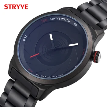 

STRYVE Watch Men Brand Photographer Series Unique Camera Style Mens Watches Classic Black Stainless Steel Waterproof Male Clock