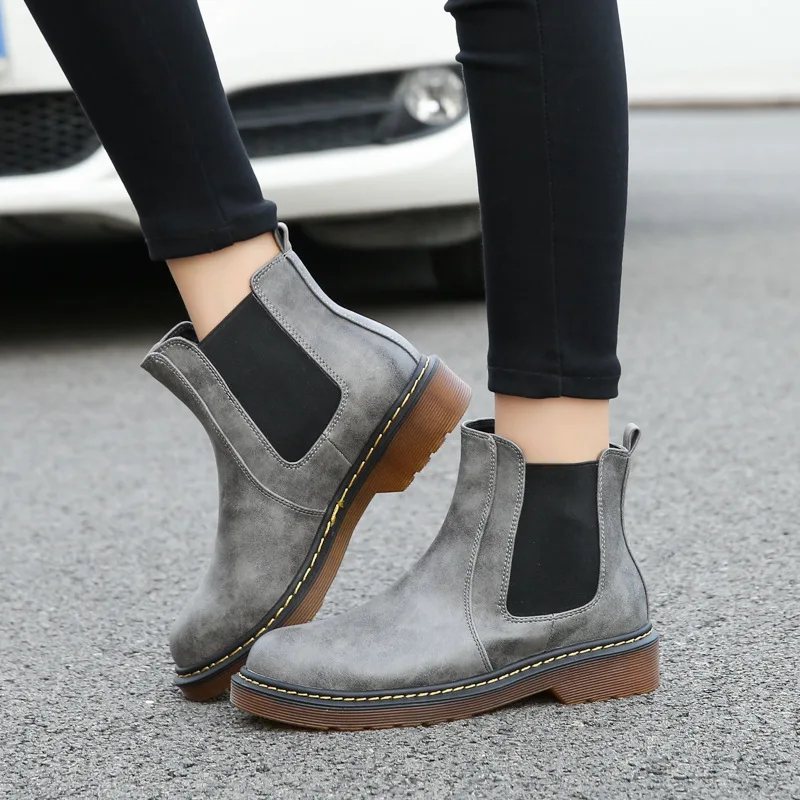 

Women Ankle Boots Fashion Round Toe Flat Women Short Boots 2019 New Elastic Knight Martin Boots Botas Mujer Invierno VT539