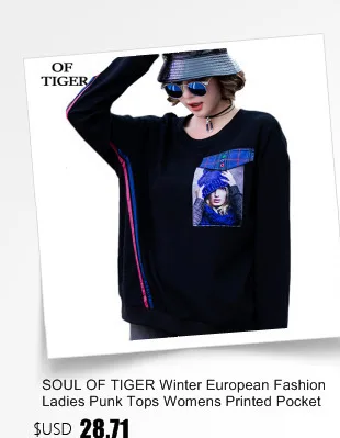 SOUL OF TIGER, новинка зимы, корейские роскошные женские топы, модная теплая одежда, женские футболки с принтом, Повседневная водолазка, уличная одежда