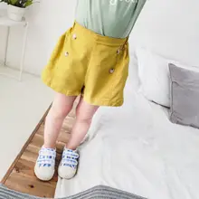 Летние шорты для маленьких девочек; детская одежда желтого цвета