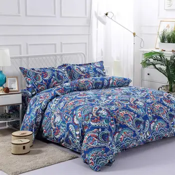 

Comforter Bedding Sets Luxury Printed Mandala Linen Bedsheet Duvet Cover Set Pillowcases Queen Size Bedlinen Bedspread on Bed
