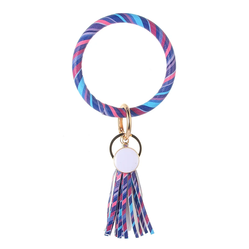 Color 3 Новинка, модный брелок с монограммой из искусственной кожи, Круглый браслет на цепочке, для женщин и девушек DZ0089 - Цвет: Color 3