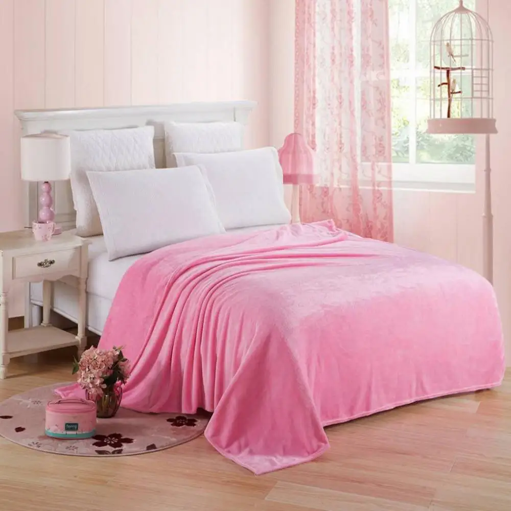 PINK TONGDI уплотненный мягкий теплый светильник, Флисовое одеяло, одноцветное зимнее покрывало для дивана, машинная стирка, покрывало для детей и взрослых - Цвет: PINK