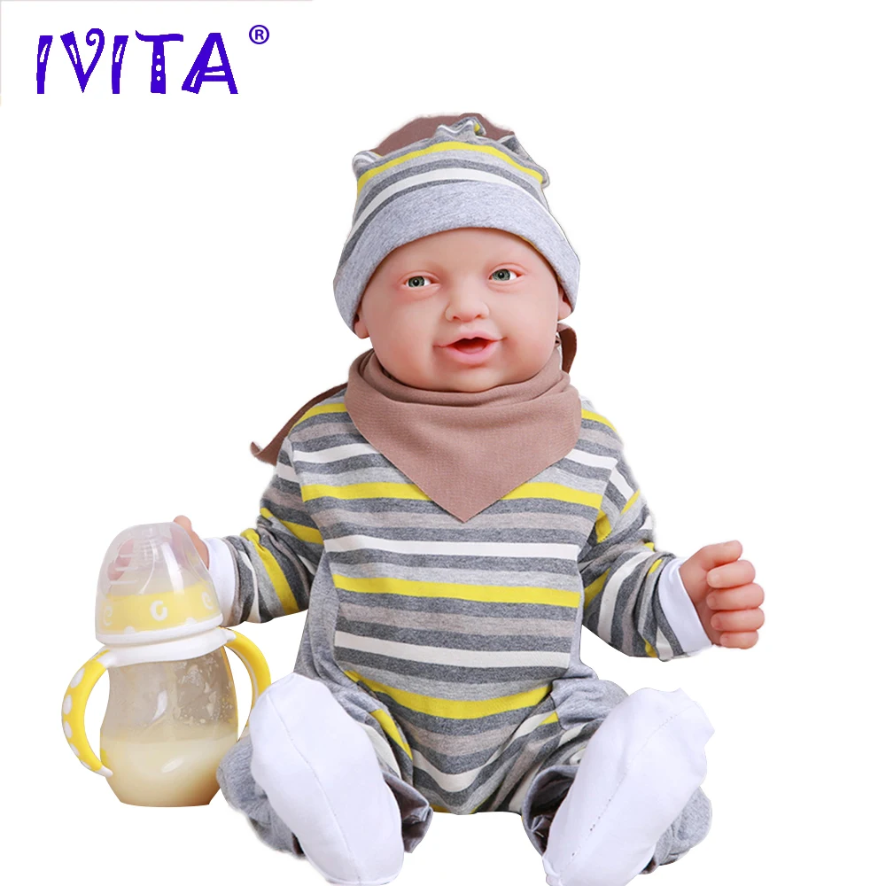 IVITA WB1513 59 см 5210g из натуральной кожи мягкие полностью силиконовый новорожденный малыш Bebe глаза открыты Куклы