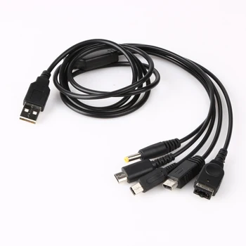

5 in1 USB Charger Charging Cable Cords for Nintendo New 3DS(XL/LL) 2DS DSi(XL/LL) for GBA SP/Wii U for Sony PSP 1000/2000/3000