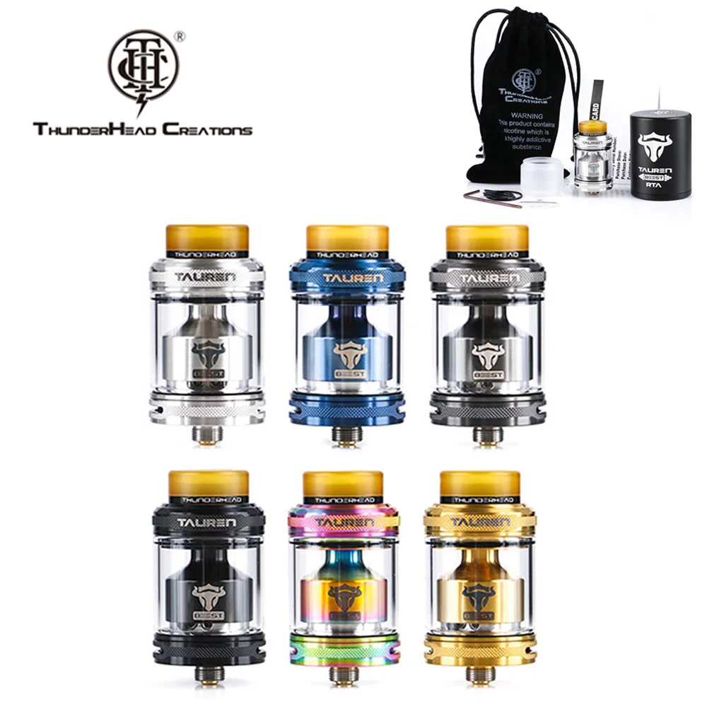 Kopen Originele Vape RTA THC Tauren Rta Verstuiver 2 ml 4.5 ml Capaciteit MTL rta tank met 810 PEI Opruwen single Dual Vape Coil Verstuiver