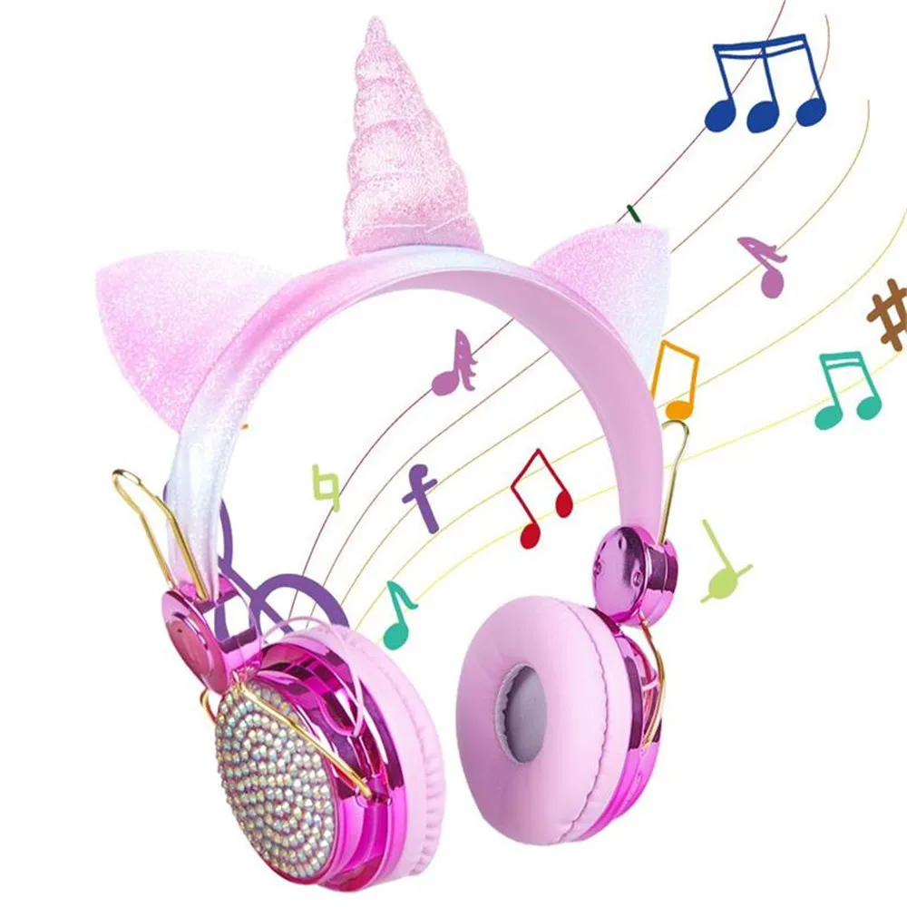 Unicorn Kids Headset Cartoon Bluetooth  Wireless Headphones With Mic  Stereo Music Earphones for Children Girl Christmas Gifts
