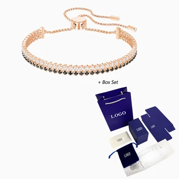 

2020 Fashion SWA New Style SUBTLE Sliding Buckle Bracelet Charming Black And White Line Decoration Female Romantic Jewelry Gift