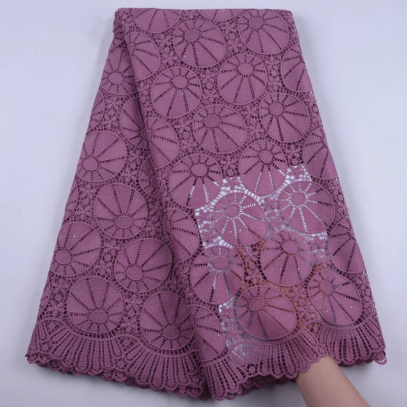 

African Lace Fabric Onion Color Guipure Lace Fabric 2020 High Quality Nigerian Cord Lace Fabric For Wedding Dress Y1901