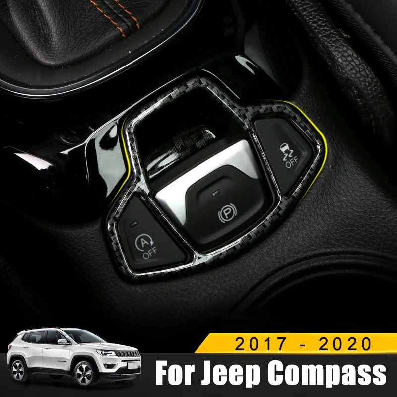 Kit de moldura de bisel embellecedor para Jeep Compass 2017, 2018, 2019,  2020, botón de freno de mano, cubierta de consola central, accesorios de  coche