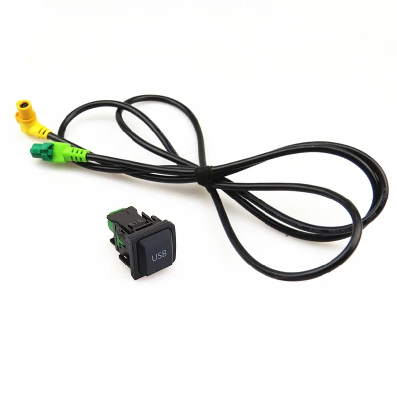 

Car USB Input Switch Button Socket Connector adapter Cable For RCD310 RCD510 RNS315 CD player Golf 5 MK5 6 MK6 Rabbit Scirocco