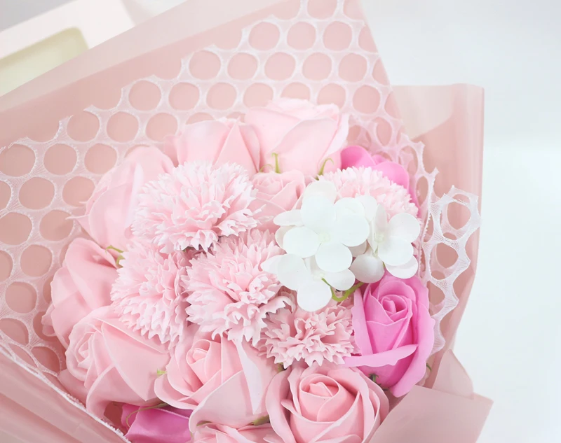 JAROWN Soap Flower Rose Artificial Flower Bouquet Pink Rose Fake Flower Wedding Decoration Valentines Day Birthday Gift Flower Home Decor (12)