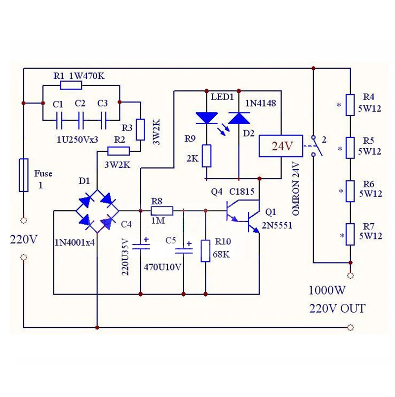 1000W 220V 전력 증폭기 전원 켜기 지연 소프트 스타트 보호 보드