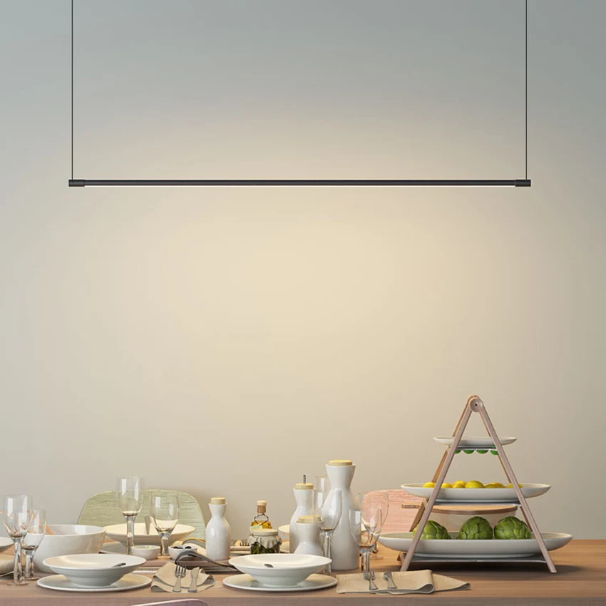 

Modern Designer LED Strip Pendant Lights Lighting Dimmable Acrylic Lampshade Pendant Lamps Restaurant Bar Indoor Decor Luminarie