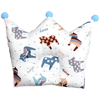 

Baby Pillow Travel Protective Soft Positioning Newborn Sleeping Crown Shape Prevent Flat Head Cotton Blend Infant Cute Bedding