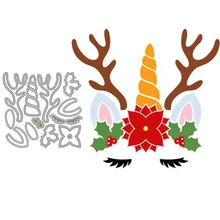 Unicórnio natal veados de corte de dados de metal stencil template cortar gravação pasta para cartão de fazer álbum decoração scrapbooking