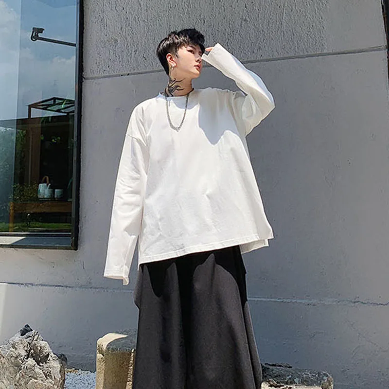 

Men's T-shirt European American spring style round collar loose T-shirt men's casual long sleeve hip hop fashion sweatshirt