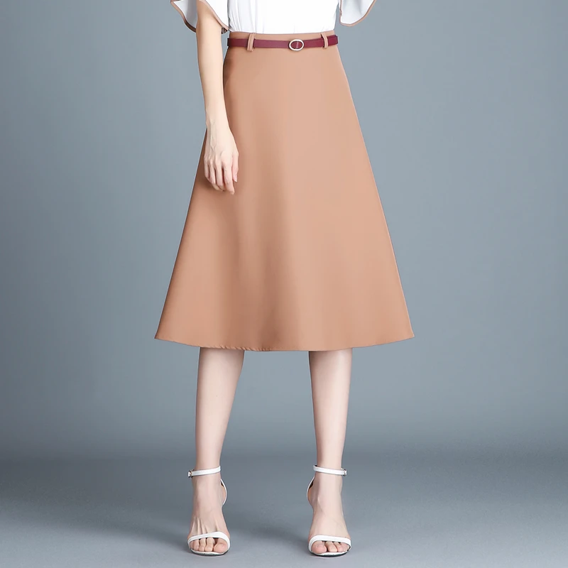 Skup HAYBLST marki spódnica kobiet 2019 jesień zima elegancki koreański na co dzień Plus rozmiar 2XL moda stałe wysoka talia długa w stylu Vintage odzież