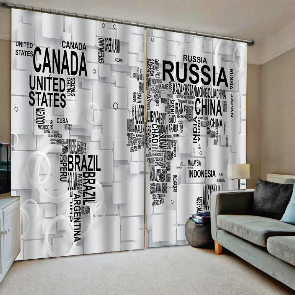 map curtains 3D Curtain Luxury Blackout Window Curtain Living Room Blackout curtain