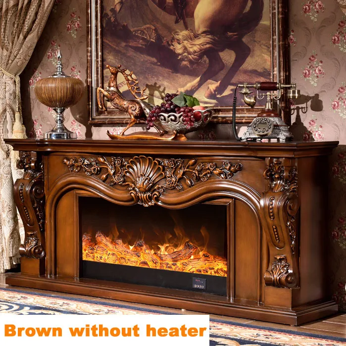 Brown without heater Набор для камина, chimneypiece W160cm, деревянная каминная стойка с электрической вставкой для камина, горелка, искусственный светодиодный, оптическое пламя, украшение - Цвет: Brown without heater