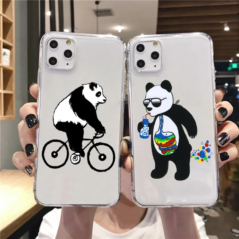 Мягкий силиконовый чехол из ТПУ с мультяшной пандой для iPhone 6s 7 8 Plus 12pro 11pro Max чехлы