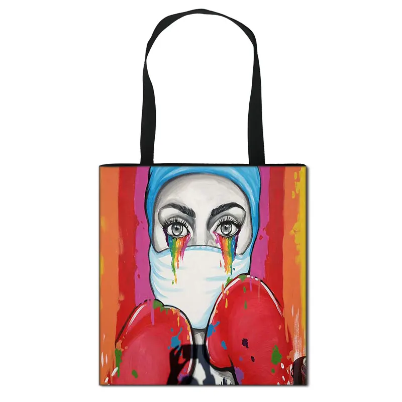 Nurse Angel with Wings Print Totes Bag Ladies Portable Bags for Travel Fashion Women Handbag Female Portable Shopping Bag