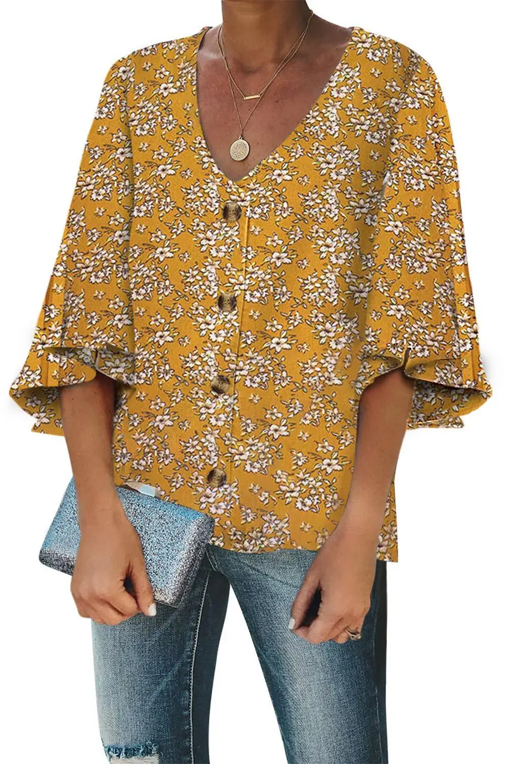 Женская блуза на пуговицах с леопардовым принтом, модная горчичная Милая Повседневная летняя блузка с принтом османтуса/зеленых тропических листьев