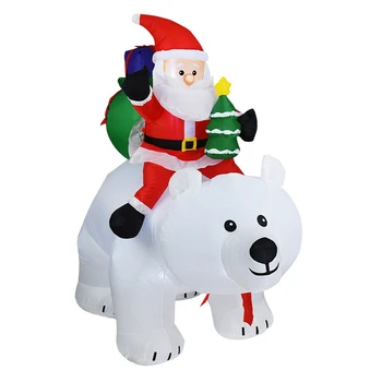 

Christmas Inflatable Decor Inflatable Santa Claus Riding Polar Bear LED Shaking Head Doll Mall Home New Year DIY Decorations