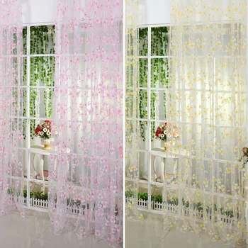 

Clover Flower Sheer Voile Door Window Curtains Drape Panel Valance Tulle Scarf